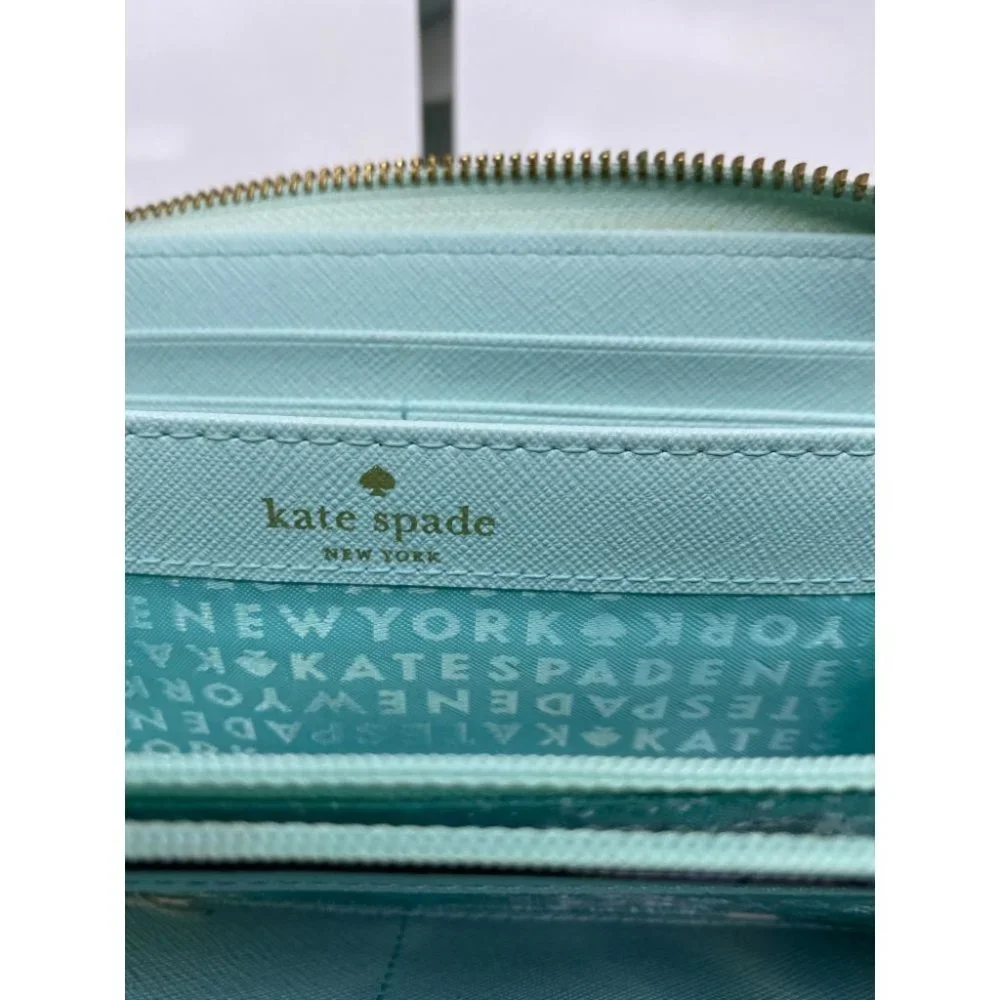 Kate Spade Women's Aqua Blue Zipper Wallet - Picture 7 of 8